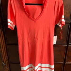 Juicy Couture Coral Orange Short Sleeve Hoodie Dress